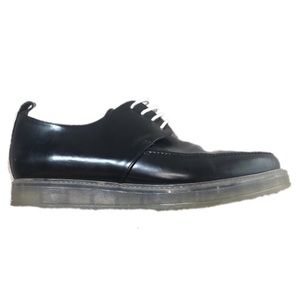 Zara Trafaluc Black Leather Oxford Shoes with Clear Platform Heel 38